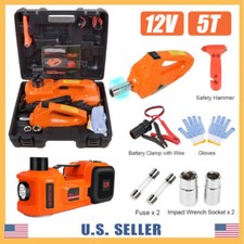 5 Ton 12v Electric Hydraulic Car Jack Lift Kit Impact Wrench For Emergency Tyre