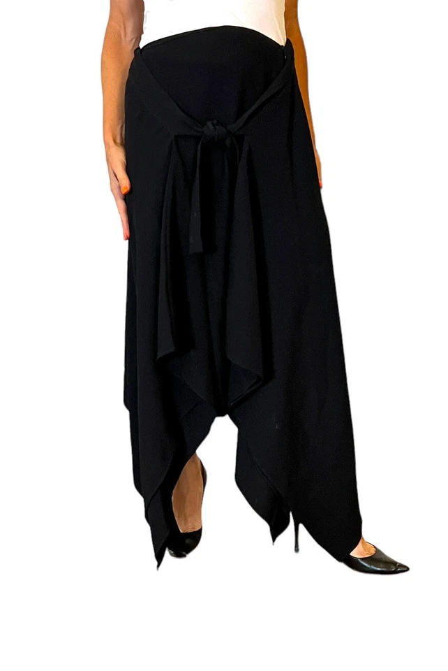 RICKIE FREEMAN TERI JON PAÑUELO ASIMÉTRICO NEGRO VOLANTE DRAPEADO LAZO FALDA 6 Foto 2 de 4