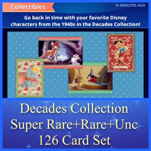 1940s DECADES COLLECTION-SUPER+RARE+UNC 126 CARD SET-TOPPS DISNEY COLLECT DIGITL - Picture 1 of 1