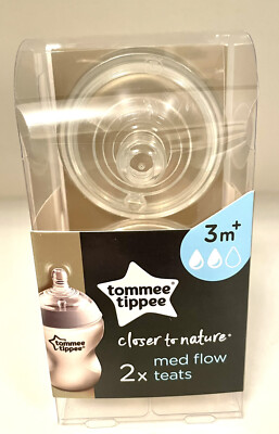 2XTommee Tippee Closer to Nature 3+m Silicone Baby Bottle Teats
