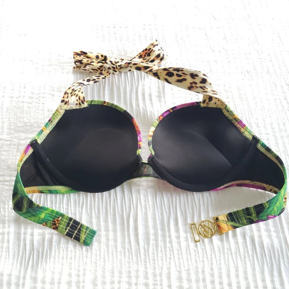 Victoria's Secret Swim BOMBSHELL Add-2 BIKINI Top 32B Púrpura Floral Leopardo Q09 Foto 2 de 4