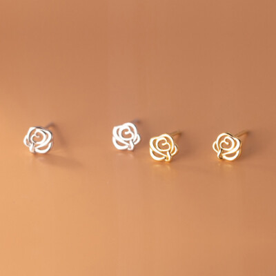 Silber 925 Ohrstecker Kleine Rose Damen Mädchen Ohrringe Blume Blüte