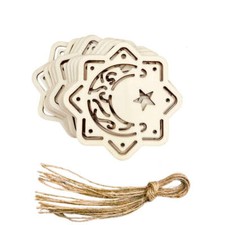NNETM 10pcs Islamic Wooden Eid Pendants Ramadan Home Decor