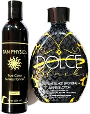 Tan Physics Sunless Self Tanner & DOLCE Black Extreme Bronzer Tanning Lotion