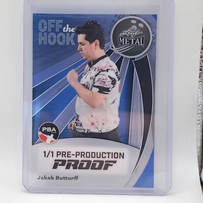 Jakob Butturff 2024 Leaf Metal Bowling PBA 1/1 Off the Hook Clear Blue Proof