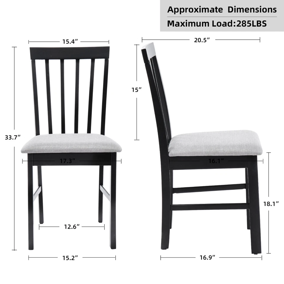 Dining Set 5-Piece Dining Room Set, 1 Wood Dining Table with 4 Fabric Chairs Set - Image 4 of 4