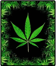 New Large Pot Leaf Plush Fleece Throw Gift Blanket Weed 420 Marijuana Green SOFT