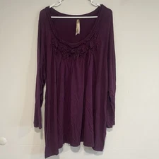 Avenue Luxe Collection Top Women 26/28 Draped Boho Stretch Plus Size Plum Purple