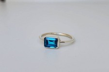 Natural Blue Topaz Gemstone Ring 925 Solid Sterling Silver Ring