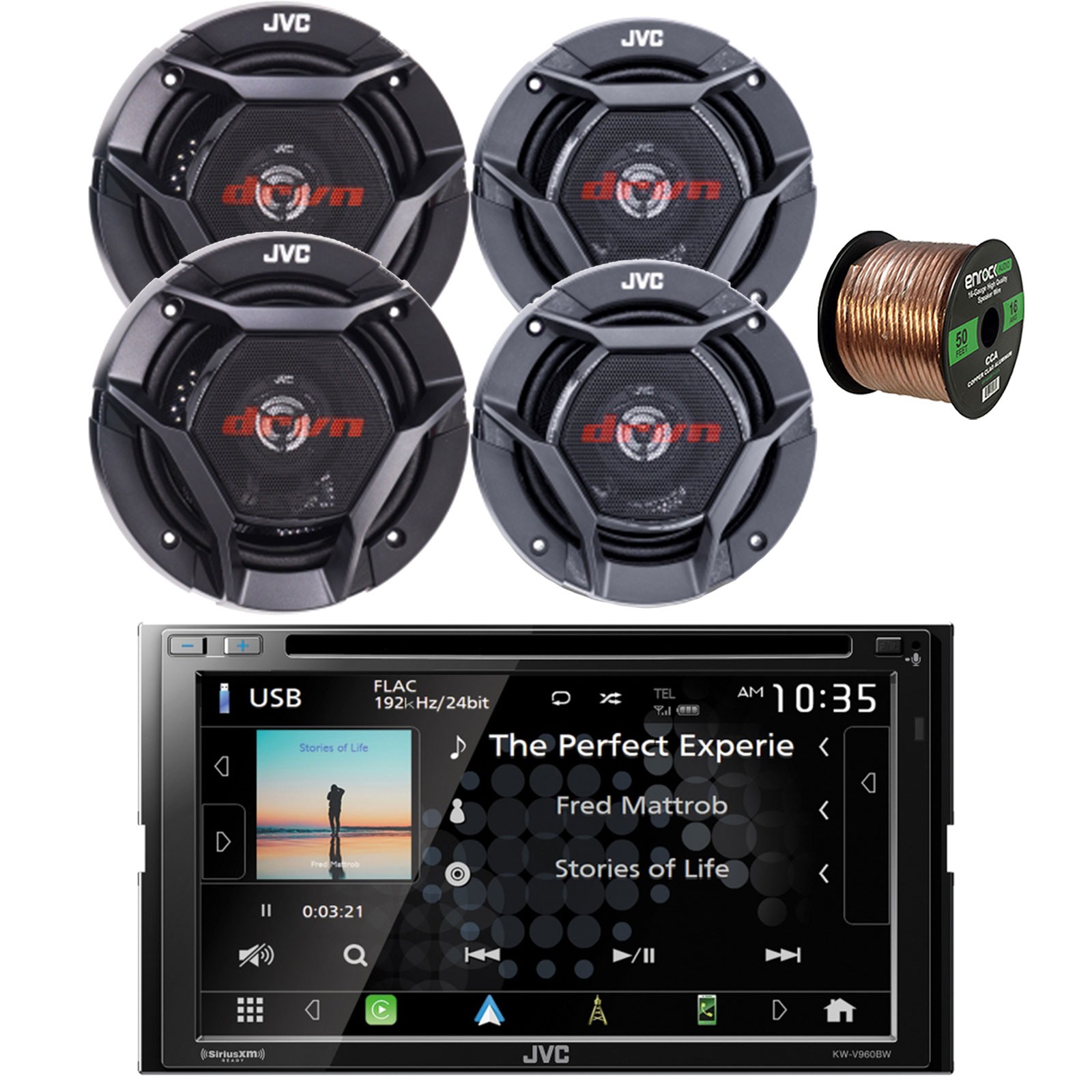 JVC KW-V960BW Bluetooth Car Radio, 2x 6.5" Speakers, 2x 5.25