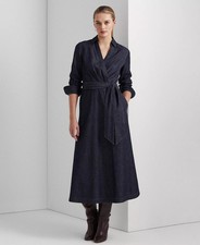 Lauren Ralph Lauren Women’s Denim Surplice Midi Dress Self-Belt Long Sleeve