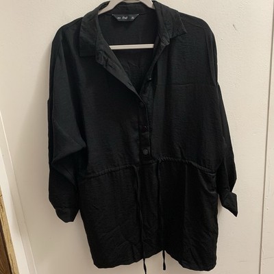 F&F Blouse Black 18 Pit To Pit 25  Length 32  3/4 Sleeves Pockets
