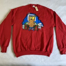 NWT Vintage 90's Christmas Sweatshirt Mens XL Red Long Sleeve Bear
