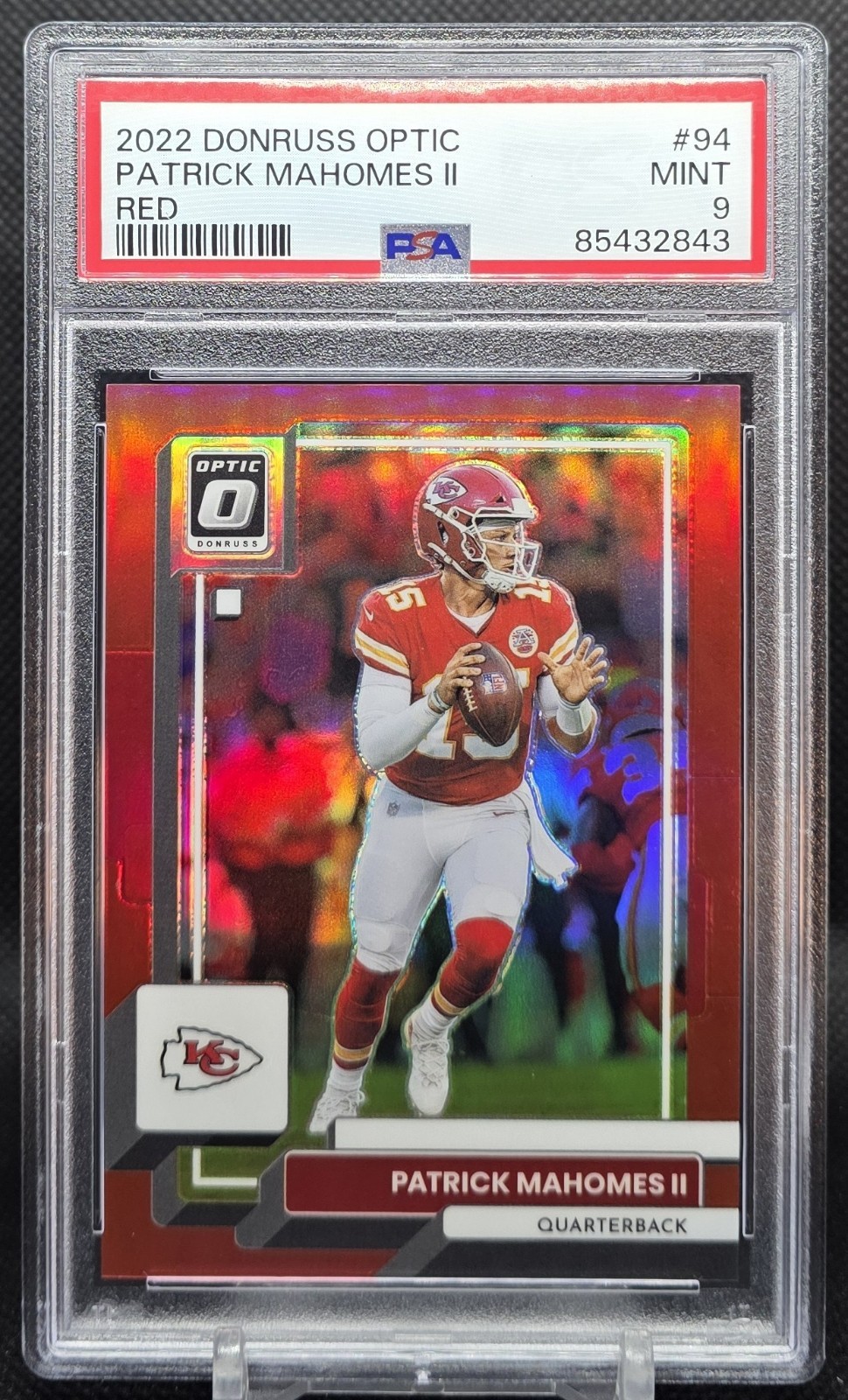 2022 Donruss Optic 🔴 Red Prizm /99 Prizm PATRICK MAHOMES #94 PSA 9