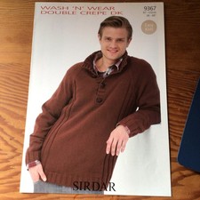 Sirdar Wash N Wear D/K Mens Sweater Knitting Pattern Size 38-48” 9367