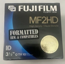 Fujifilm Floppy Disks 2HD 3 1/2” Pack 10 NEW Sealed IBM Microsoft
