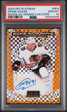 Frank Nazar 2024 OPC Platinum Rookie Autographs Orange Checkers /15 PSA 10 POP 1