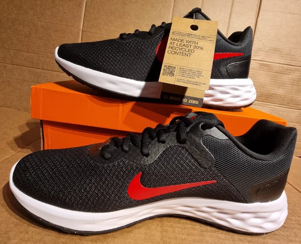 Nike Revolution 6 NN Road Running Shoes Men's Sneakers Trainers Black/Red - UK 9 - Image 2 of 4