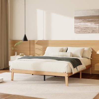 Tyndall Full Size Bed Frame, 12 Inch Solid Wood Platform Bed with Wooden Slat...