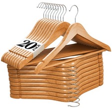 Natural Wood Solid Wood Clothes Hangers Coat Hanger Wooden Hangers Set of 20