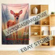 Deer forest tapestry cottagecore wildlife decor woodland nursery 39X59 in