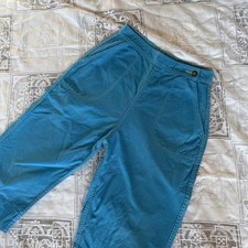 Vintage 1950  s Blue Cotton Side Zipper Button Peddle Pusher Pants 40s 50s
