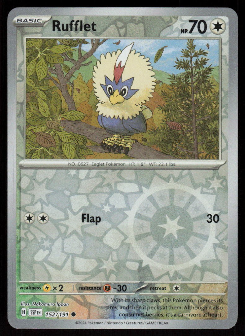 Rufflet 152/191 Common Surging Sparks Pokemon Reverse Holo Near Mint