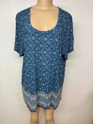 Lucky Brand Women's New Shirt Blue Multi/C Floral Peasant Top Blouse Plus 2X NWT