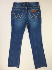 Wrangler Size 9 Juniors Womens 34" Inseam Bootcut Blue Denim 5 Pocket Logo Jeans