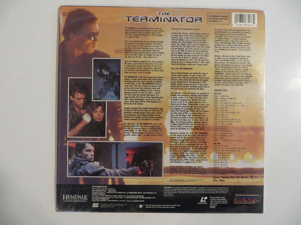 The Terminator - Laserdisc - Widescreen Edition - Schwarzenegger - Ex-Rental - Image 3 of 4