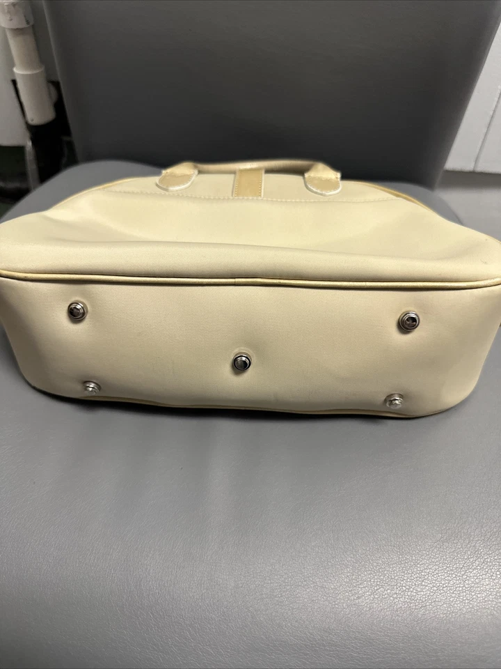 Christian Dior Vintage Crema/Blanco Doble Sillín Bolso Cartera Cremallera Cuero Nylon Foto 4 de 4