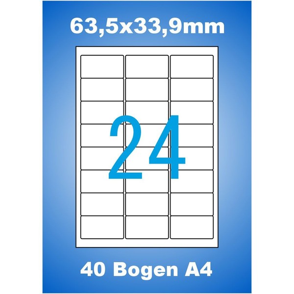 Etiketten 63,5X33,9Mm 960 Aufkleber Weiss 63X33 Permanent 40 A4 Luma Runde Ecken-image