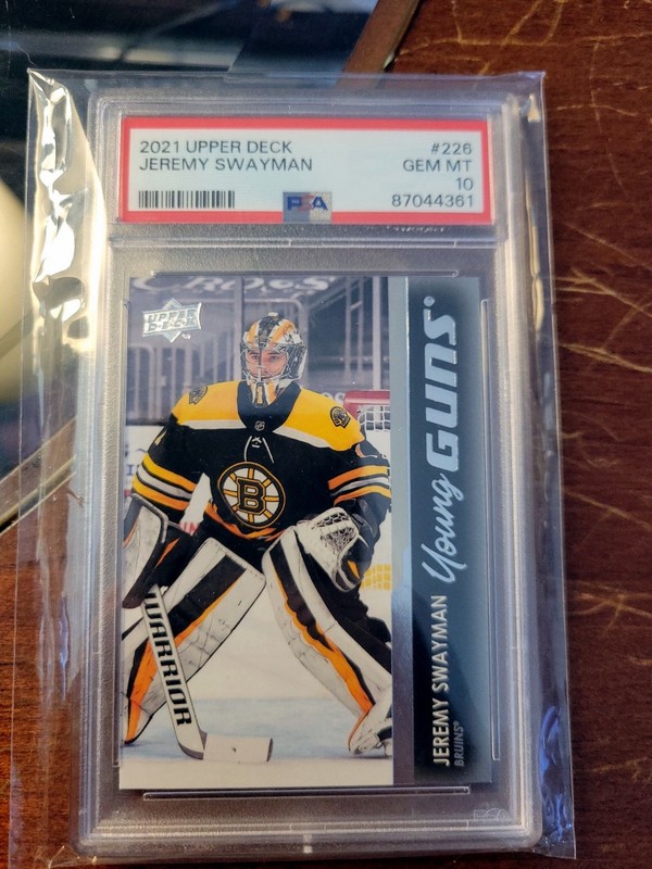 2021-22 Upper Deck Jeremy Swayman Young Guns #226 RC PSA 10 Gem Mint