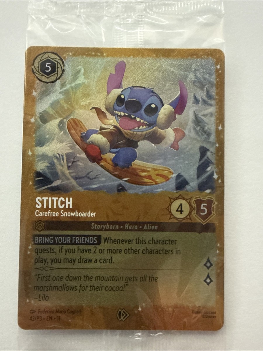 Disney Lorcana Winterspell 42/P3 Stitch Carefree Snowboarder