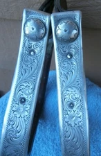 Diablo Engraved Sterling Silver Overlay Horse Show Saddle Stirrups