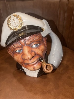 Sea Captain Vintage Ceramic Planter  1970s whale anchor pipe  nautical