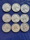 9 1962 P & D Washington Quarters 25c 90% Silver Nice Set