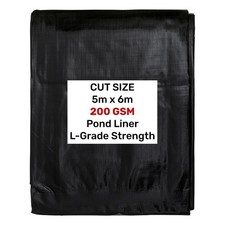 5m x 6m Heavy Duty Pond Liner 200 GSM L-Grade Strength Black/Silver UV Resistant