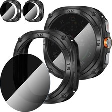 2 2 Pack of Black TPU Bumper Cases Privacy Glass Protectors for Galaxy Watch 4