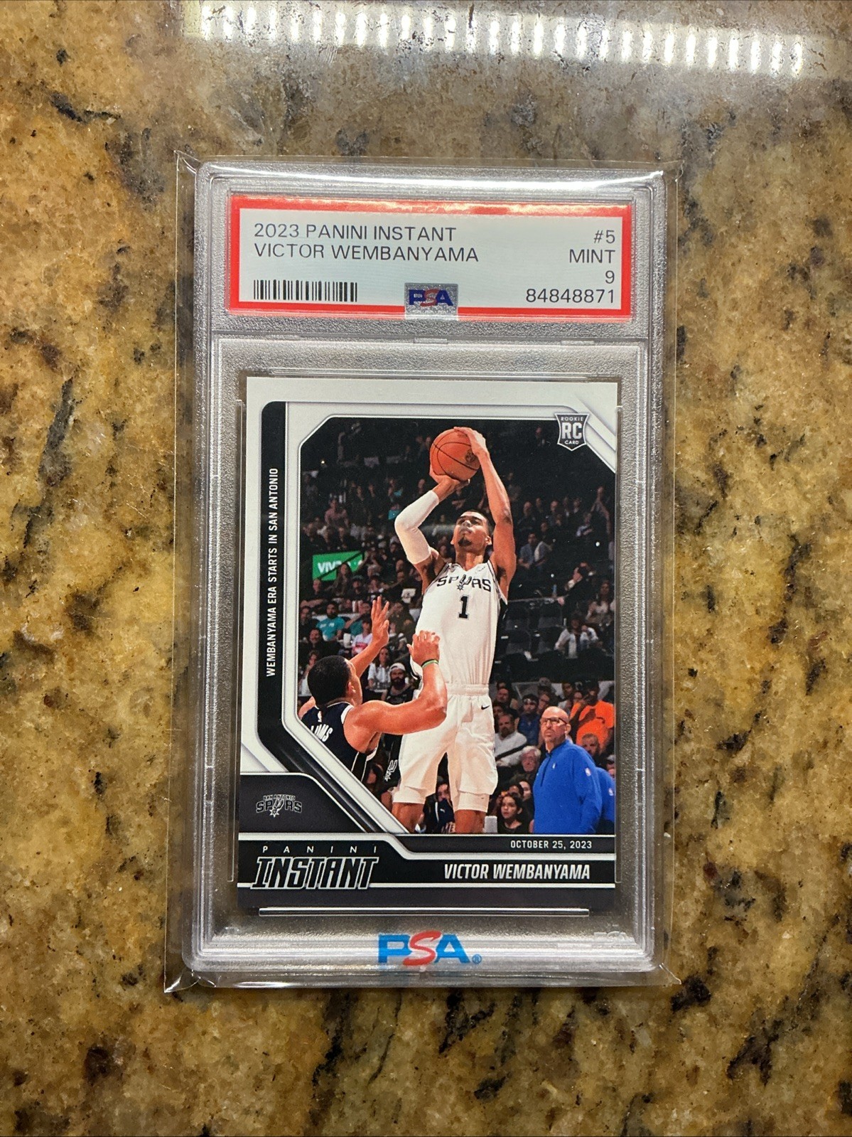 VICTOR WEMBANYAMA Panini 2023-24 Instant ROOKIE RC PSA MINT 9 SPURS #/44142 view 1
