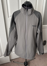 Men's MARMOT Gray Black Nylon/Elastane Fleece-Lined Zip-Up Outdoor Coat Jacket L