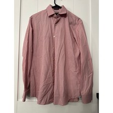 Banana Republic Dress Shirt Mens Grant Fit Sm Supima Pink White Striped buttonup