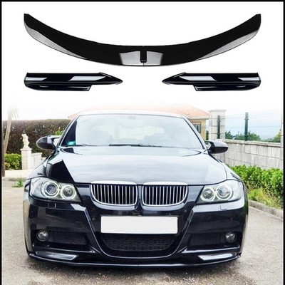 For 2005-2008 BMW E90 E91 M-Sport Pre-LCI Front Bumper Lip Glossy Black Body Kit