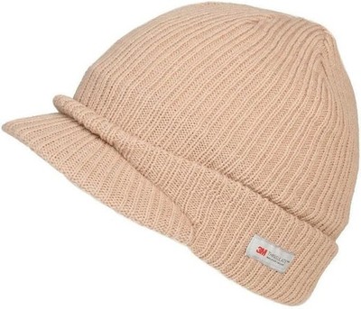 Thinsulate Schirmmütze Strickmütze Beanie Winter warm Arbeitskappe One Size beige