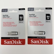 SanDisk 64GB Ultra Flair USB 3.0 Flash Drive Memory Stick - 2 Pack
