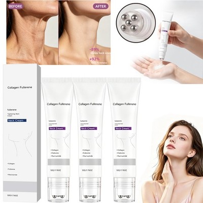 1-3 Pack Magec Collagen Fullerene Neck Cream Firming Tightening with Roller 50g