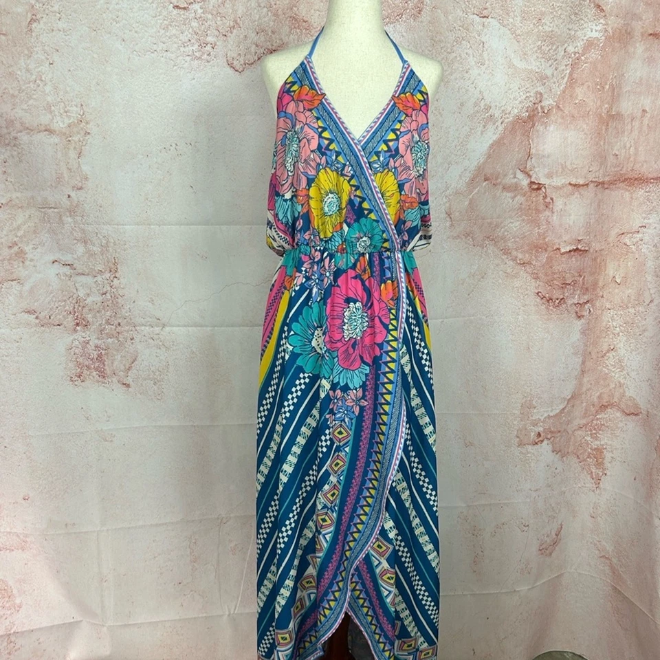 TOMATE VOLADOR Playa Diosa Boho Maxi Vestido Talla L Festival Vacaciones Artístico Atrevido Foto 2 de 4