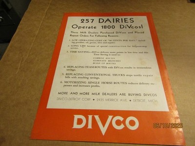 Vintage Divco Brochure Add 257 Dairies Operate 1800 Divcos Dairy Products 1930