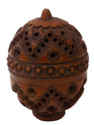 Antique Coquilla Nut Small Egg Shaped Carving, Won't Open, Rattle?
