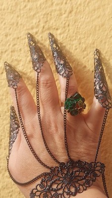 Gothic Claw Rings, Finger Armor, Black, Gold, Silver Metal Accessory for Cosplay